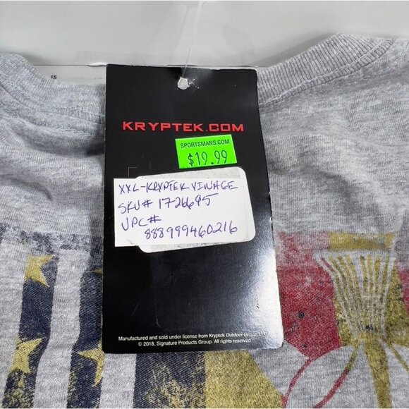 Kryptek Vintage Flag T-Shirt Mens XXL Sport Gray 90% Cotton New W/Tags - Picture 3 of 6